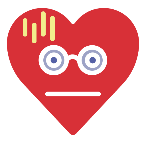 Dazed, dizzy, emoji, emotion, heart, nerd icon