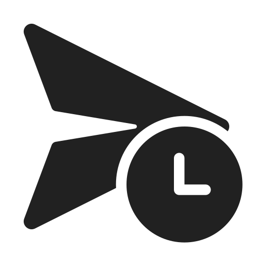 Ic, fluent, send, clock, filled icon