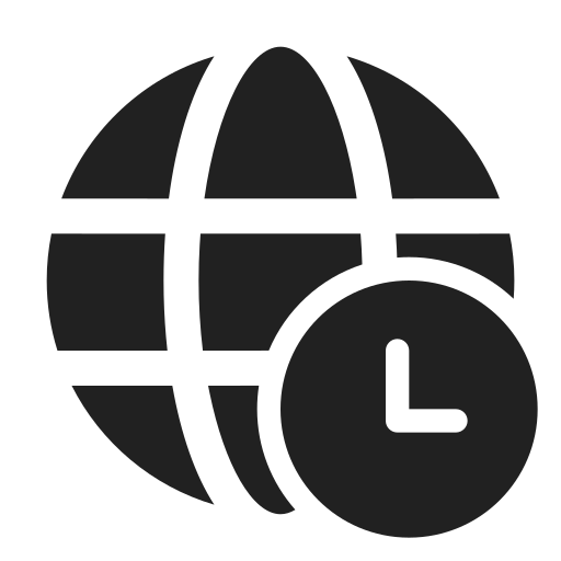 Ic, fluent, globe, clock, filled icon