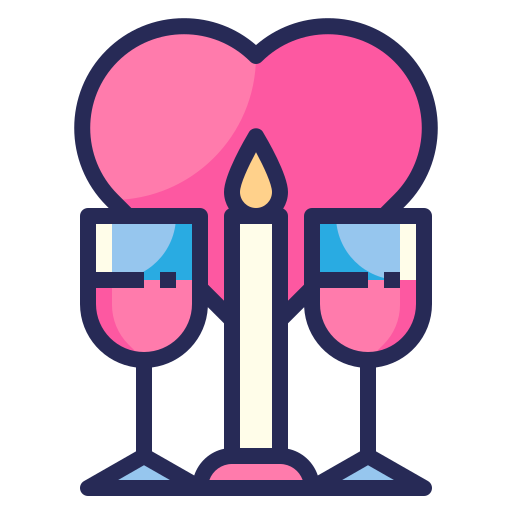 Dinner, wine, love, valentines, romantic icon