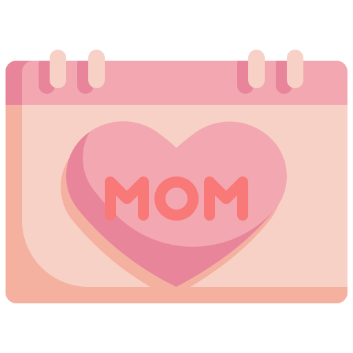 Calendar, heart, mom, mothers, day, mother, date icon