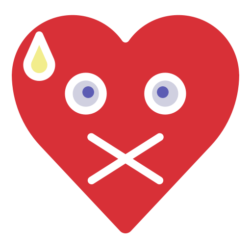 Emoji, emotion, heart, mute, silence icon