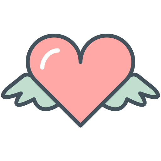 Heart, valentines, wings icon