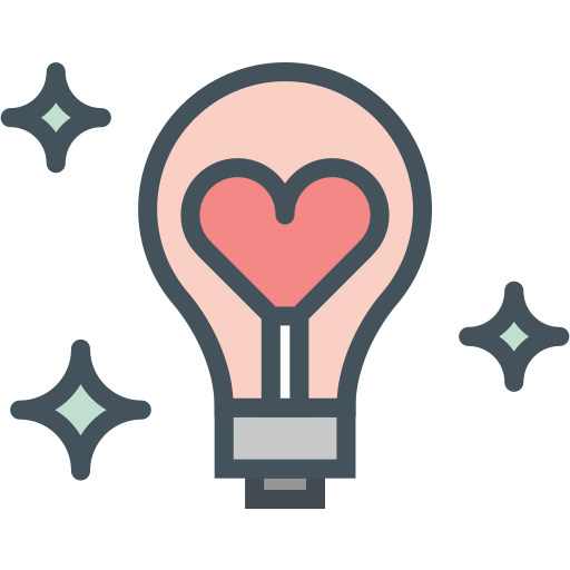 Bulb, heart, stars, valentines icon