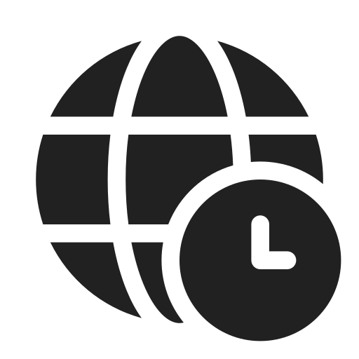 Ic, fluent, globe, clock, filled icon