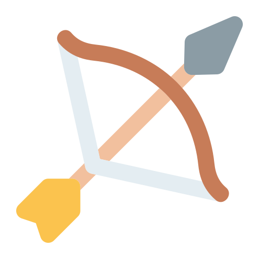 Bow, arrow, archery, weapon, game, sports, war icon