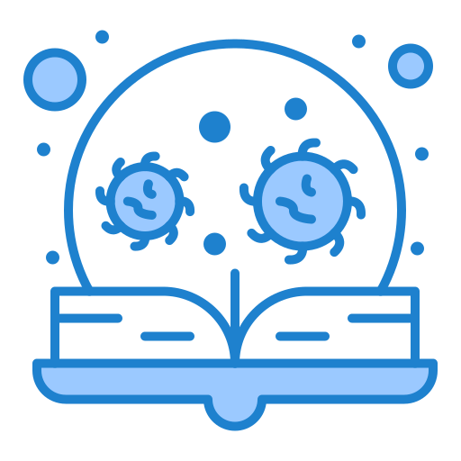 Education, learning, loupe, search, virus icon