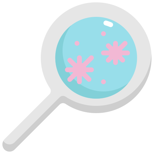 Bacteria, glass, magnifying, search, transmission, virus icon