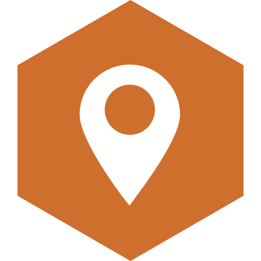 Hexagon, location, media, social icon