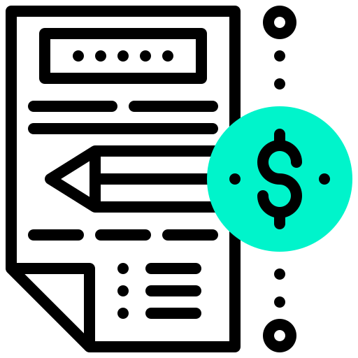 Article, currency, dollar, money, pencil, report icon