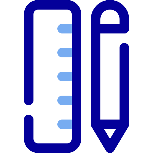 Ruler, pencil, stationery, measure, scale, education, school icon