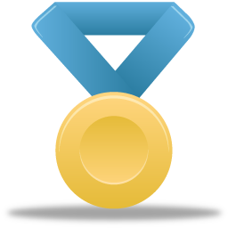 Blue, gold, metal icon