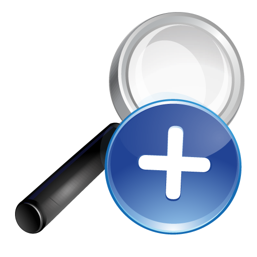 Blue, plus, search icon