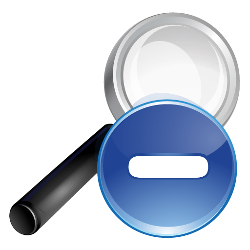 Blue, minus, search icon