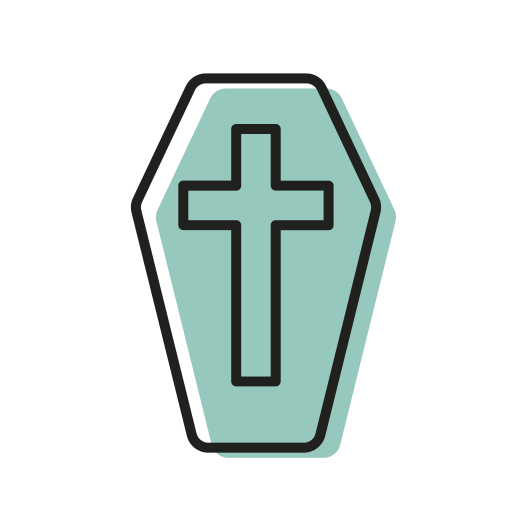 Coffin, cross, dead, halloween, mummy, scary, sweet icon
