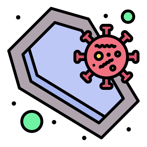 Coffin, coronavirus, death, infection, skull icon