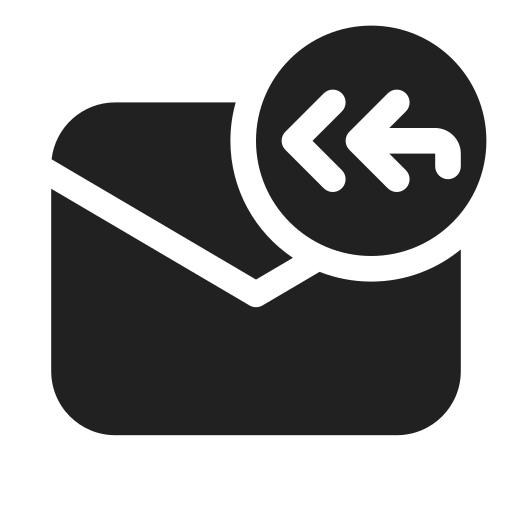 Ic, fluent, mail, arrow, double, back, filled icon