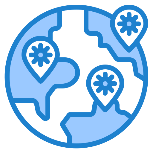 Coronavirus, covid19, global, location, virus icon