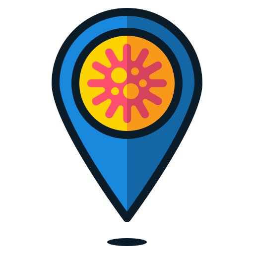 Bacteria, cell, infection, location, pin0, virus icon