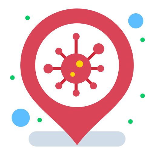 Coronavirus, covid19, infection, location, place icon