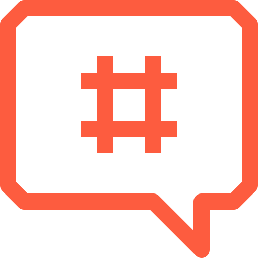 Tag, hashtag, message, chat, metadata, social icon