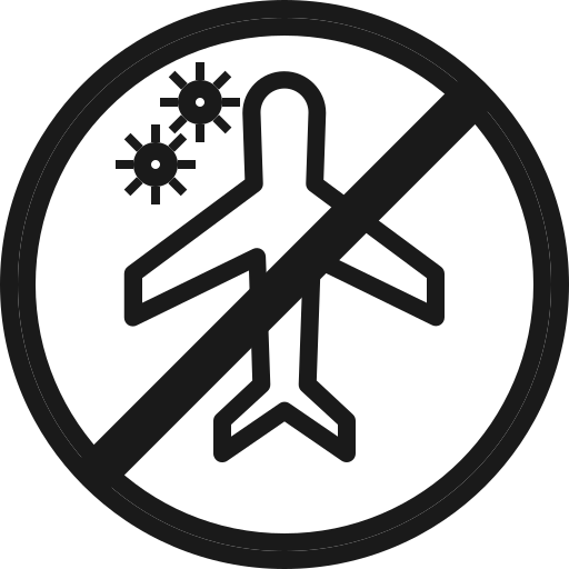 Airport, caution, coronavirus, flight, plane, transportation, warning icon