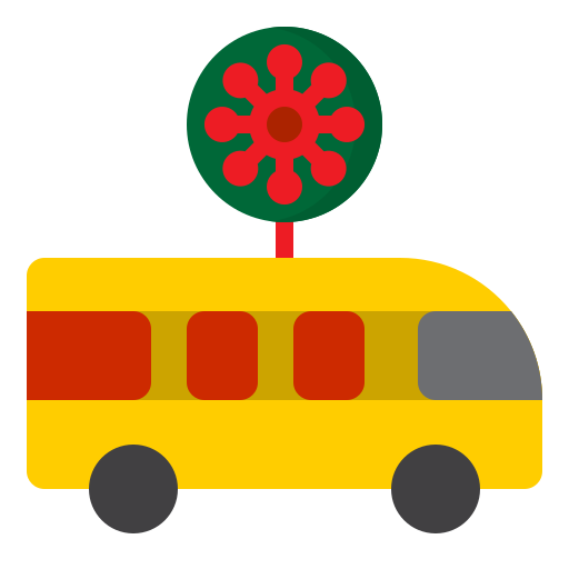 Bus, car, corona, covid19, virus icon
