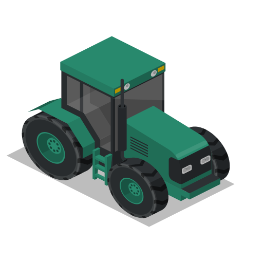 Farm, front, rural, tractor, vehicle icon