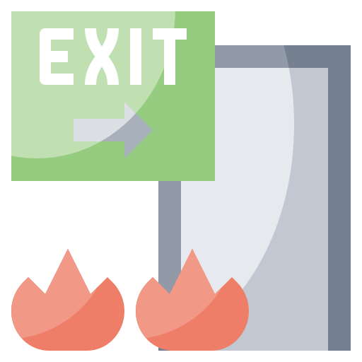 Arrow, direction, door, emergency, exit, signaling, signs icon