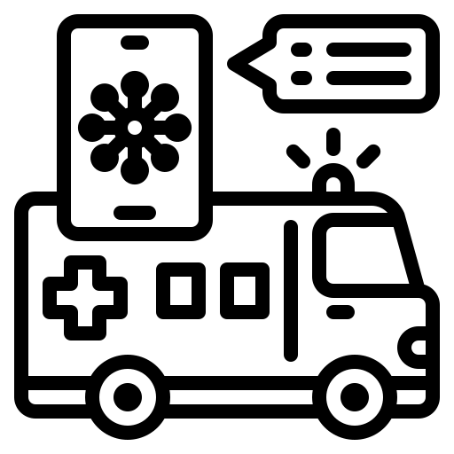 Ambulance, corona, covid19, mobilephone, virus icon