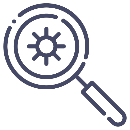 Glass, magnifier, magnifying, search, virus icon