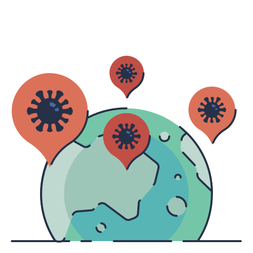 Disease, global, infection, international, spread, virus icon