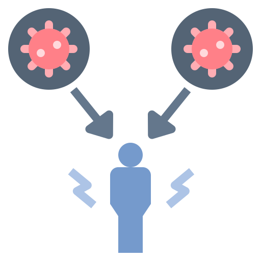 Disease, susceptible, transmission, virus, weak icon