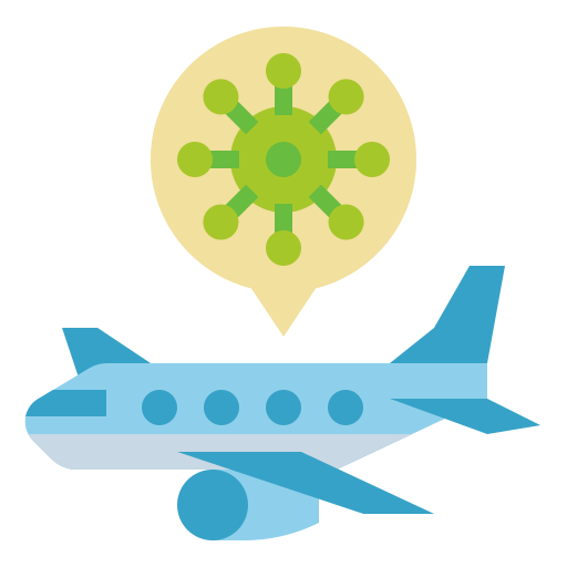 Airplane, pandemic, spread, transportation, virus icon