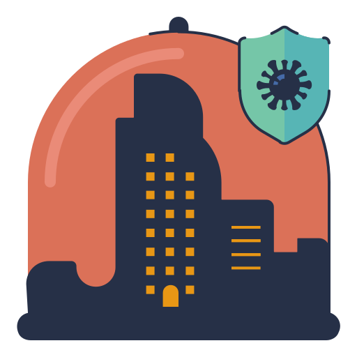 Building, city, disease, protection, safety, virus icon
