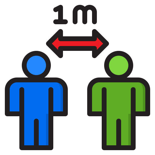 Covid19, distance, people, protection, virus icon