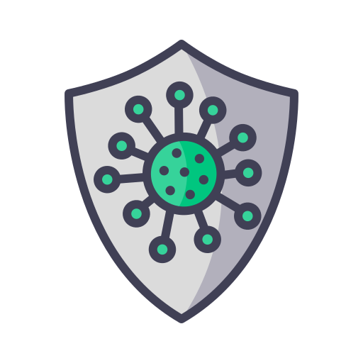 Bacteria, coronavirus, covid, shield, virus icon
