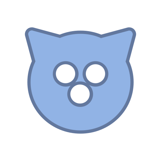 Android, blue, bot, cat, mag, round, virus icon
