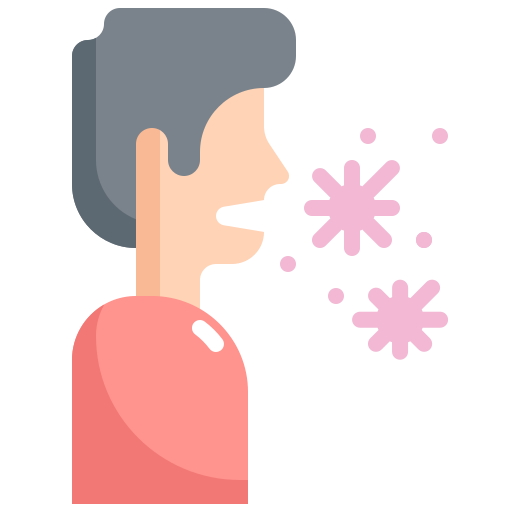 Bacteria, cough, fever, ill, transmission, virus icon