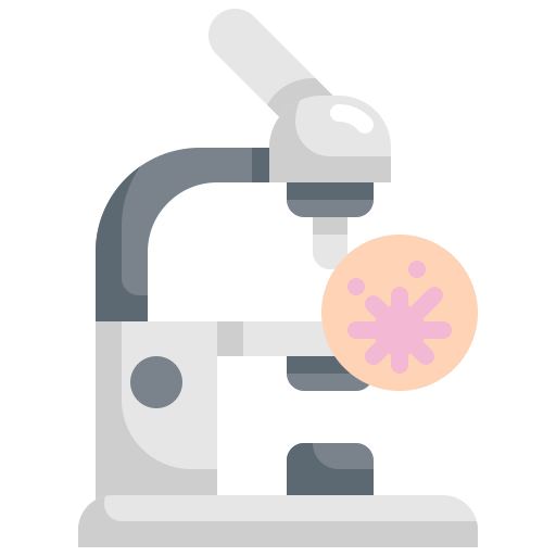 Bacteria, laboratory, microscope, research, transmission, virus icon