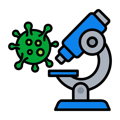 Corona, lap, microscope, research, test, virus icon