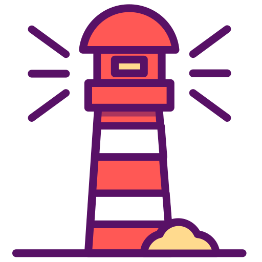 Boat, lighthouse, outline, sea, ship, travel, traveling icon