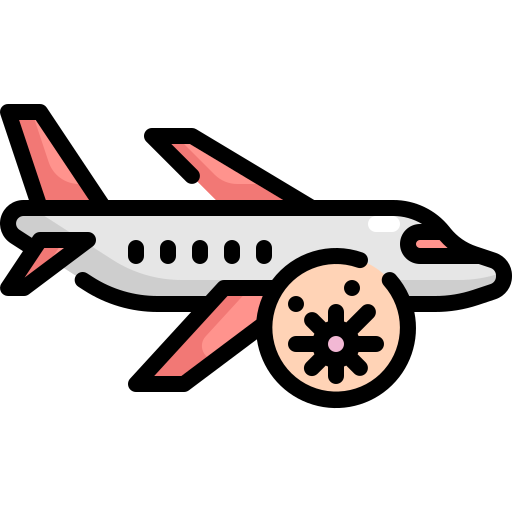 Airplane, bacteria, plane, transmission, transportation, virus icon