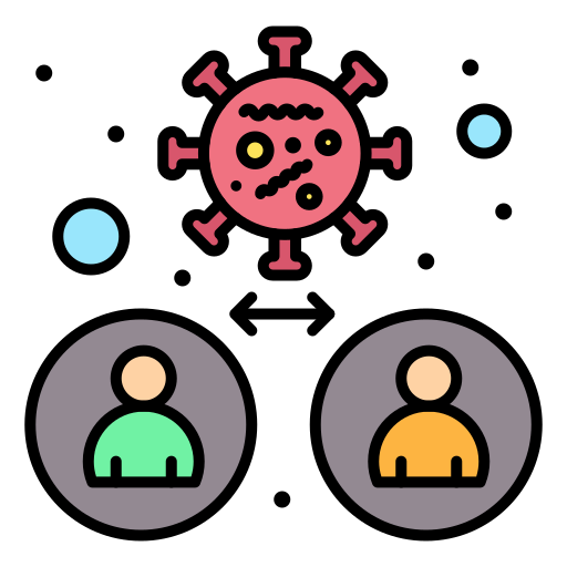 Bacteria, man, people, transmission, virus icon