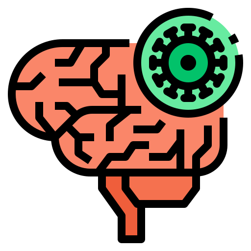 Bacteria, brain, disease, encephalitis, healthy, science, virus icon