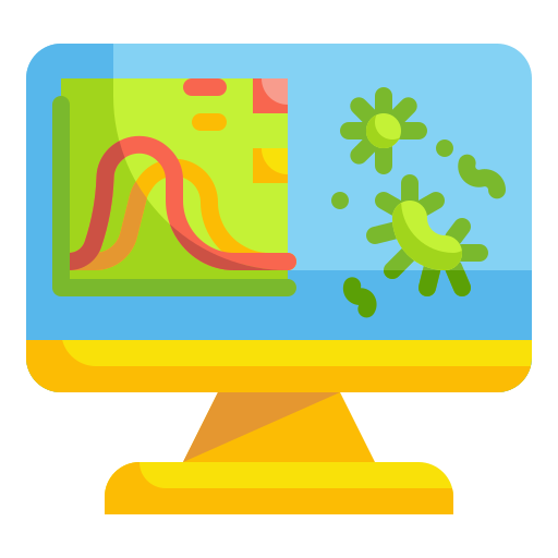Bacteria, graph, patient, report, statistics, stats, virus icon