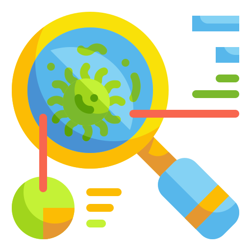 Bacteria, diagnose, lab, researcher, scientist, search, virus icon