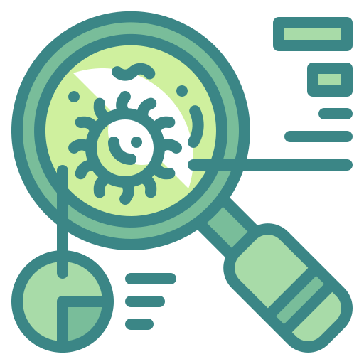 Bacteria, diagnose, lab, researcher, scientist, search, virus icon