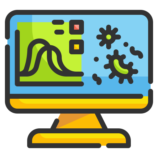Bacteria, graph, patient, report, statistics, stats, virus icon