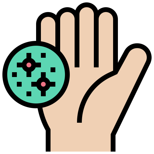 Bacteria, coronavirus, covid-19, hand, touch, virus icon